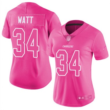 Los Angeles Chargers NFL Football Derek Watt Pink Jersey Women Limited 34 Rush Fashion